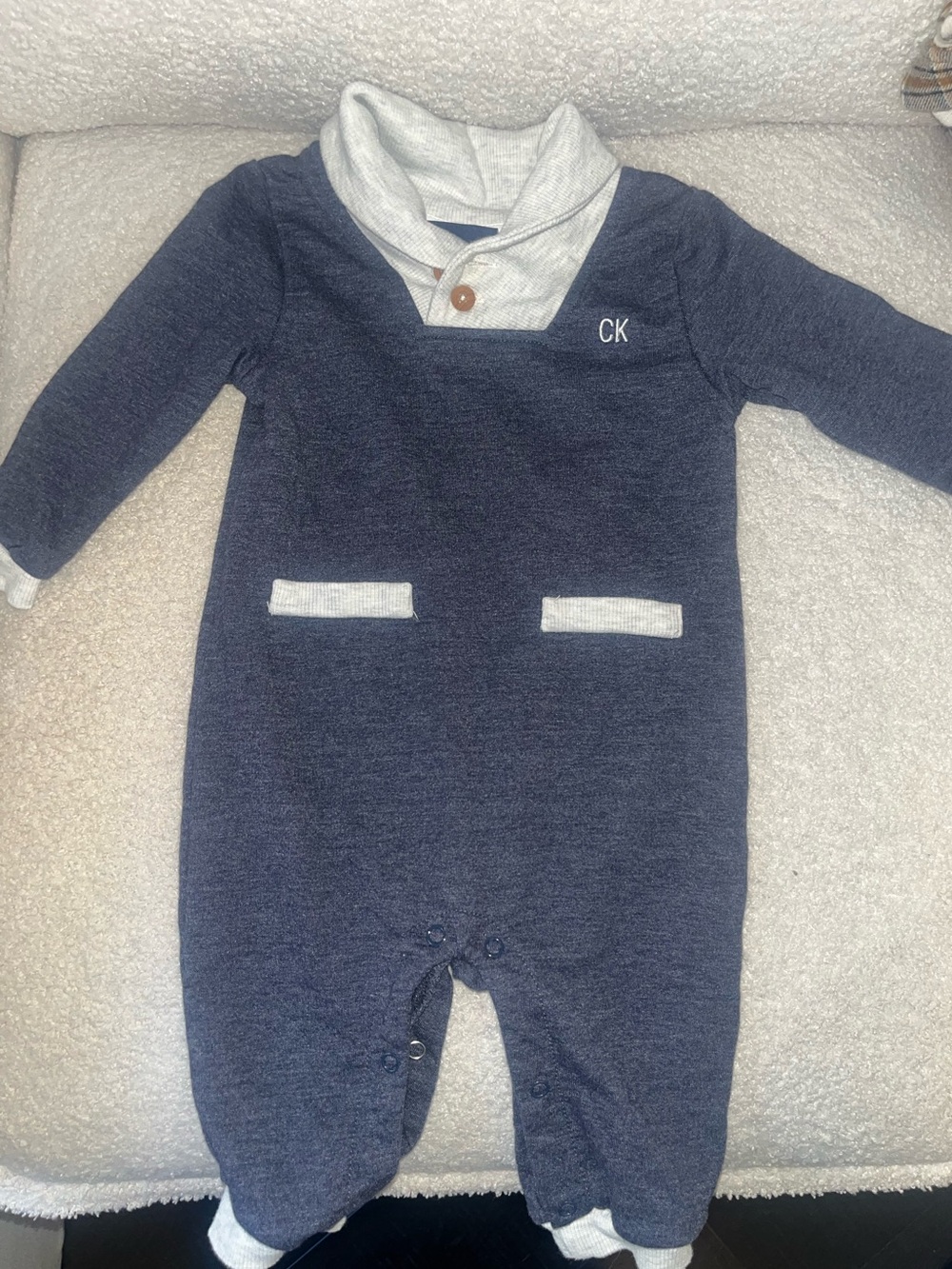 Calvin Klein Jeans Navy and gray Infant One-Piece Footie